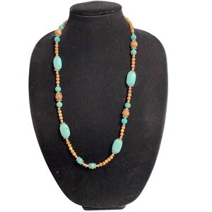Boho Turquoise Colored Beads & Natural Stone Beads Necklaces